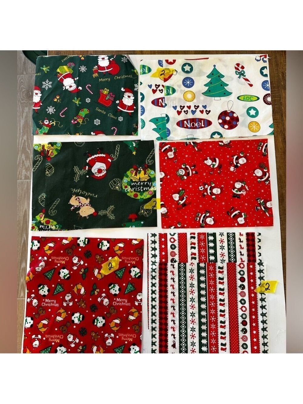 Christmas Holidays Fabric 18 Rectangles - Various Designs (10” x 8” each) Cotton